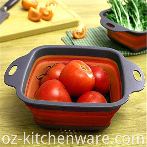 Dapur dilipat dengan penapis colander yang boleh dilipat colander-saver hoz lipatan silikon melipat untuk mengalirkan buah sayur pasta
